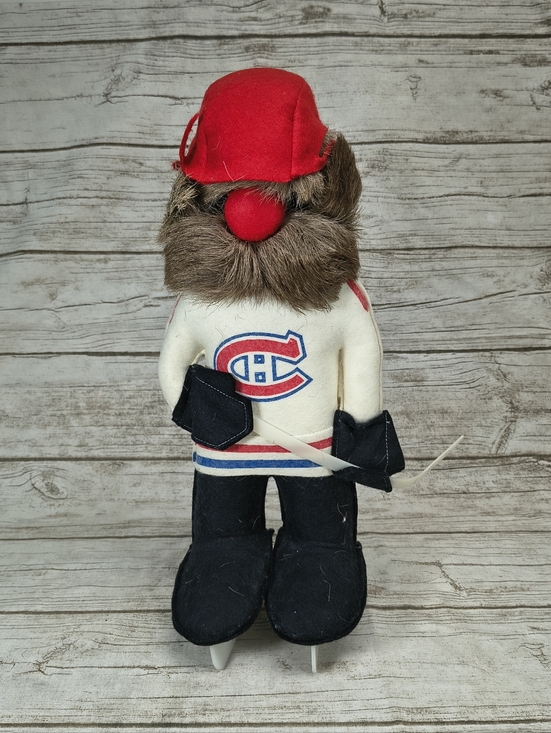 Other - Vintage Montreal Canadiens Hockey Fufel Stand Up Felt Plush Bearded w Skates 16"